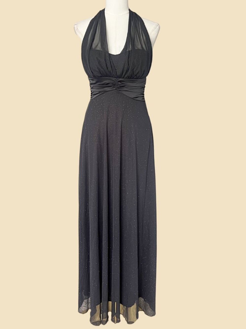 Y2K XOXO Midnight Stardust Halter Maxi Dress